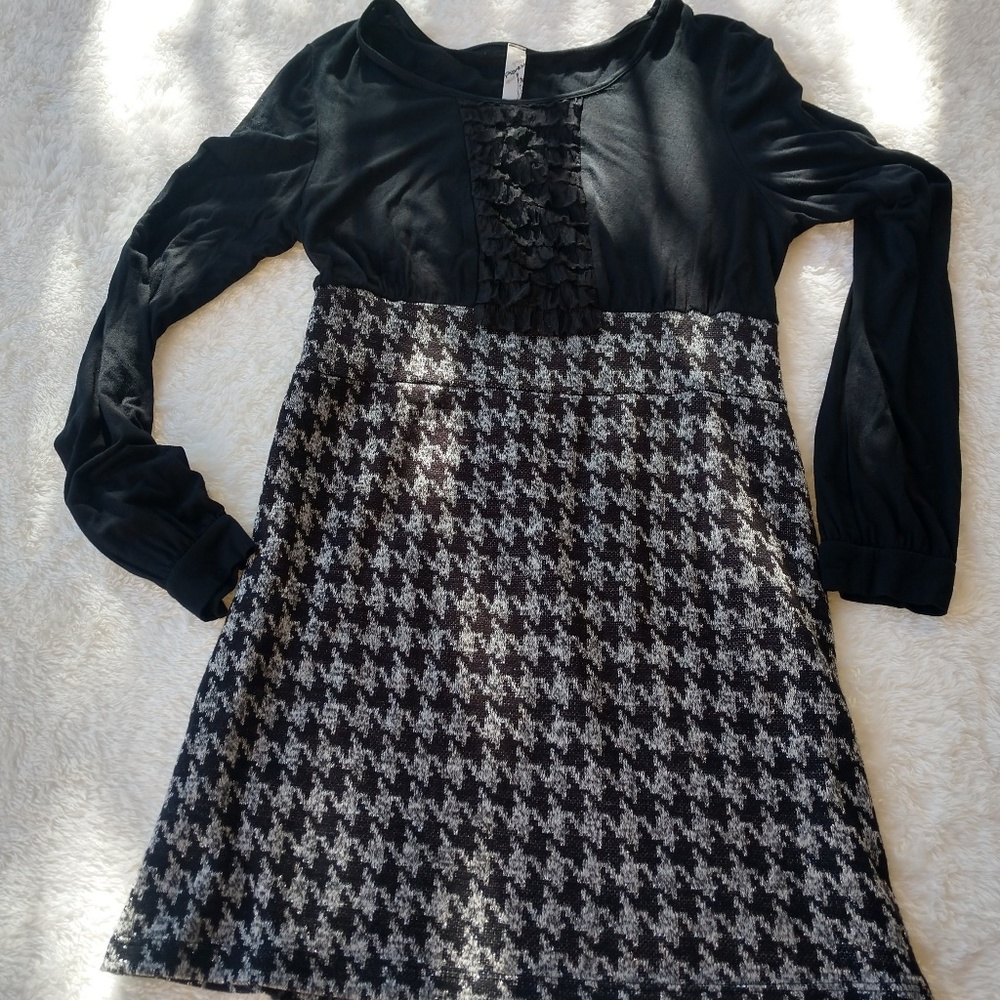 Promesa Black Silver Glitter Pullover Dress Sz Lg